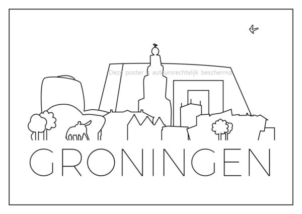 Skyline Groningen - Poster Groningen- met watermerk