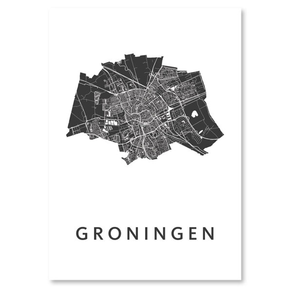 Stadskaart Groningen op poster - KunstinKaart.nl - Cadeauwinkel webshop Groningen