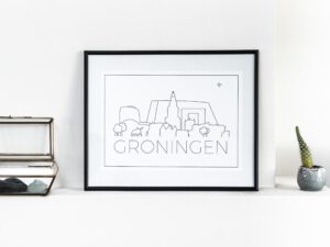 Poster Groningen met skyline Groningen Stad