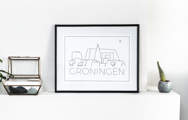 Poster Groningen met skyline Groningen Stad