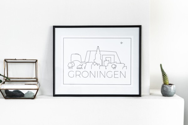 Poster Groningen met skyline Groningen Stad