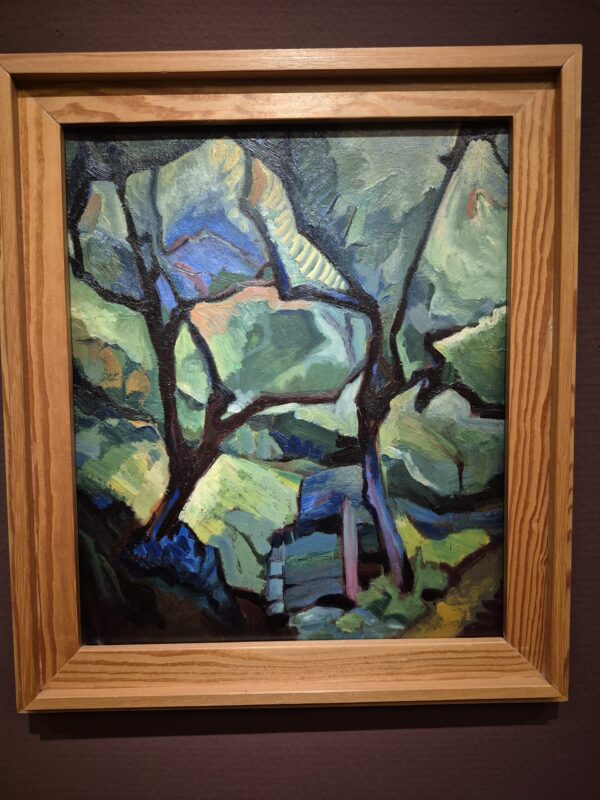 Kunstwerk van De Ploeg schilder Groningen: Boomgaard Blauwborgje, Alida Pott, circa 1920