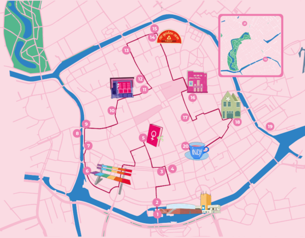 Plattegrond De regenboogstadswandeling Groningen